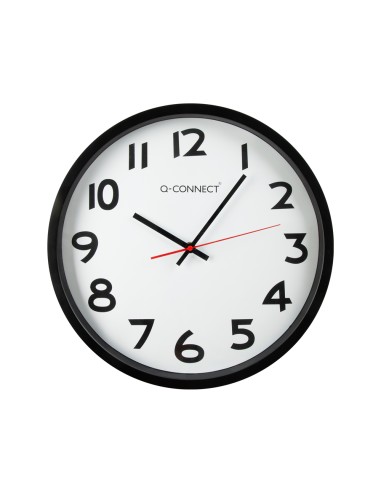 Reloj q connect de pared plastico oficina redondo 34 cm marco negro