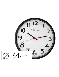 Reloj q connect de pared plastico oficina redondo 34 cm marco negro
