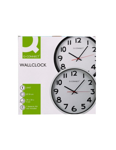 Reloj q connect de pared plastico oficina redondo 34 cm marco blanco