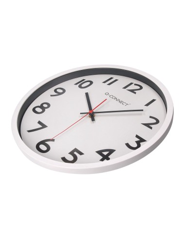 Reloj q connect de pared plastico oficina redondo 34 cm marco blanco