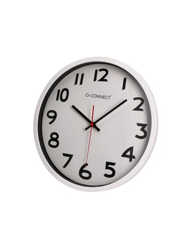Reloj q connect de pared plastico oficina redondo 34 cm marco blanco