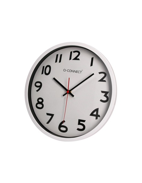 Reloj q connect de pared plastico oficina redondo 34 cm marco blanco