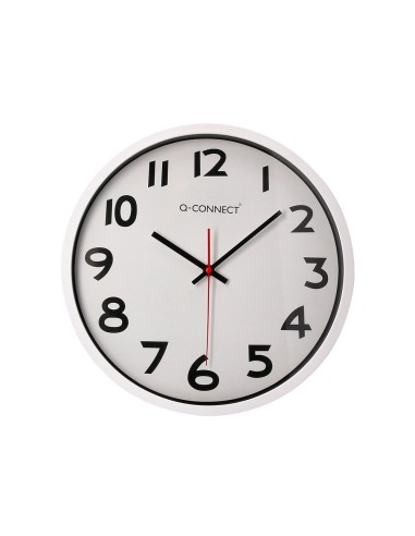 Reloj q connect de pared plastico oficina redondo 34 cm marco blanco