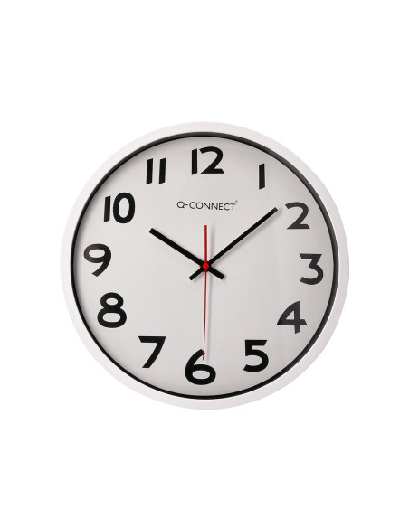 Reloj q connect de pared plastico oficina redondo 34 cm marco blanco