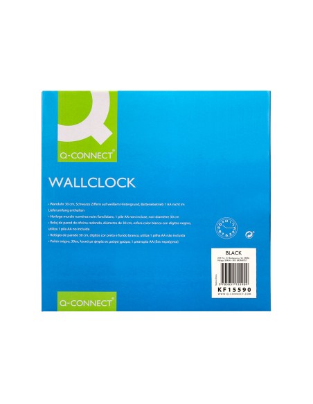 Reloj q connect de pared plastico oficina redondo 30 cm marco negro