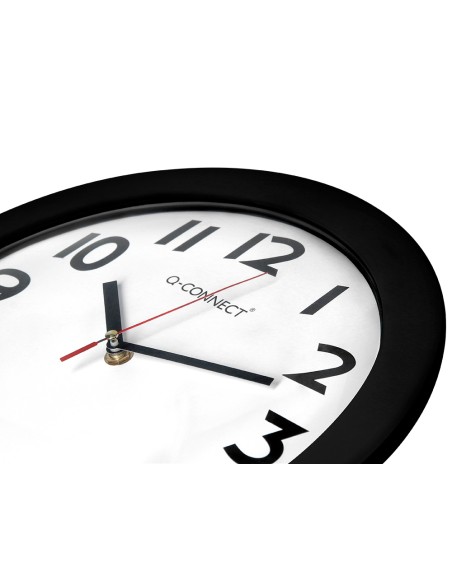 Reloj q connect de pared plastico oficina redondo 30 cm marco negro