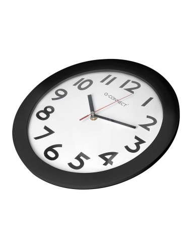 Reloj q connect de pared plastico oficina redondo 30 cm marco negro