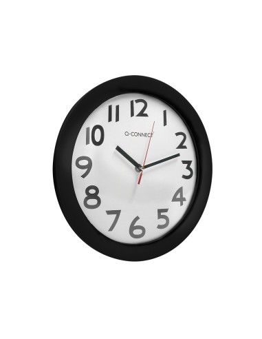 Reloj q connect de pared plastico oficina redondo 30 cm marco negro