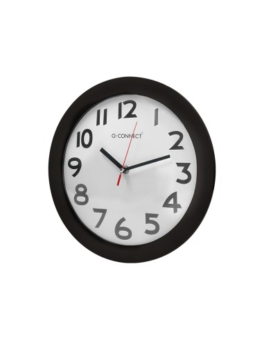 Reloj q connect de pared plastico oficina redondo 30 cm marco negro