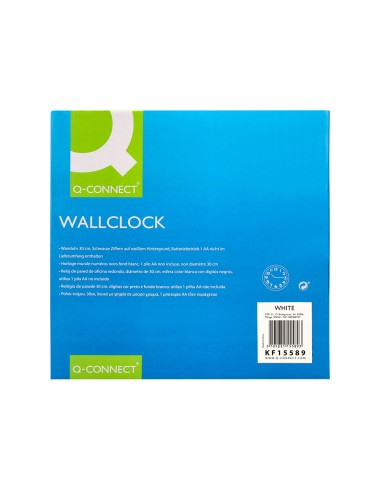Reloj q connect de pared plastico oficina redondo 30 cm marco blanco