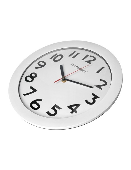 Reloj q connect de pared plastico oficina redondo 30 cm marco blanco