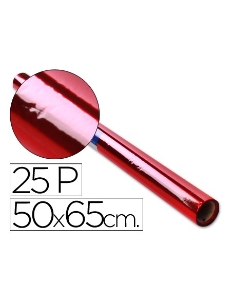 Papel celofan rollo trepado rojo 25 hojas de 50x65 cm