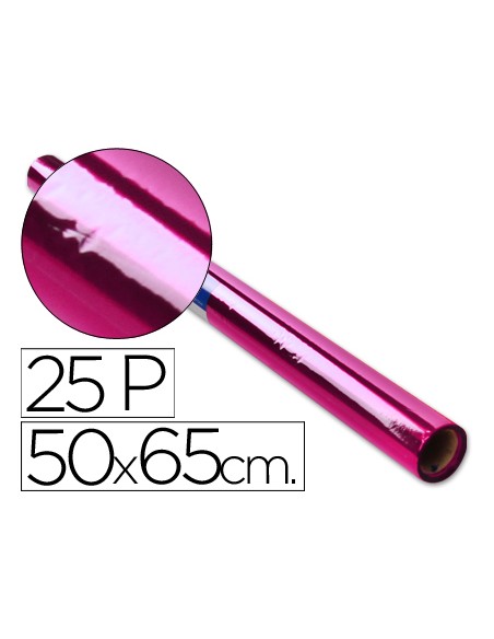 Papel celofan rollo trepado rosa 25 hojas de 50x65 cm