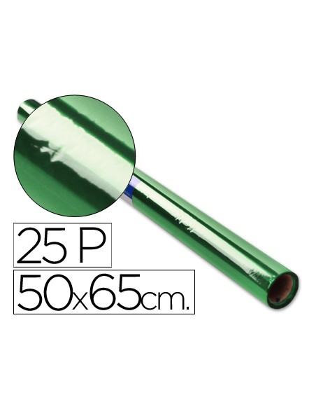 Papel celofan rollo trepado verde 25 hojas de 50x65 cm