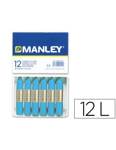 Lapices cera manley unicolor azul celeste n17 caja de 12 unidades