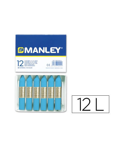 Lapices cera manley unicolor azul celeste n17 caja de 12 unidades