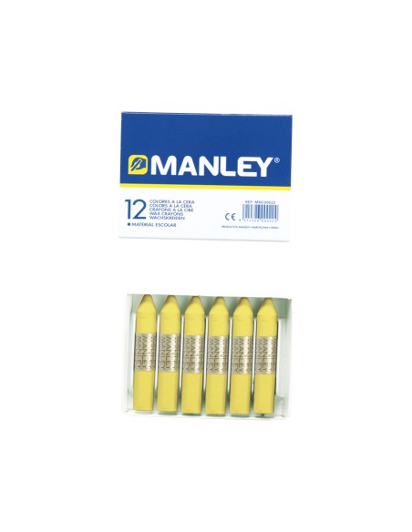Lapices cera manley unicolor amarillo claro n4 caja de 12 unidades