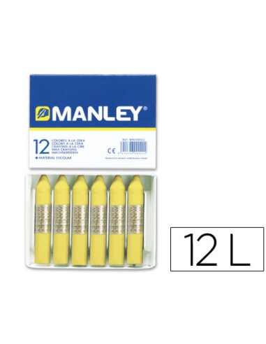 Lapices cera manley unicolor amarillo claro n4 caja de 12 unidades