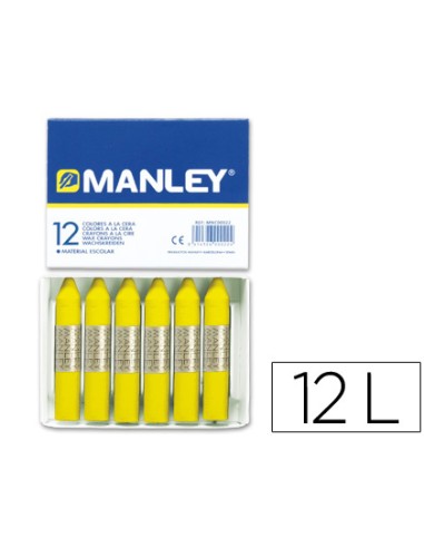 Lapices cera manley unicolor amarillo limon n2 caja de 12 unidades