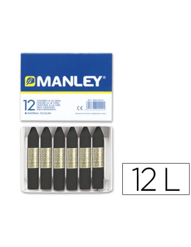 Lapices cera manley unicolor negro n30 caja de 12 unidades