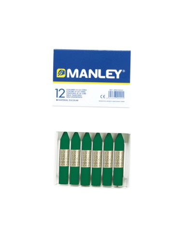 Lapices cera manley unicolor verde esmeralda n24 caja de 12 unidades