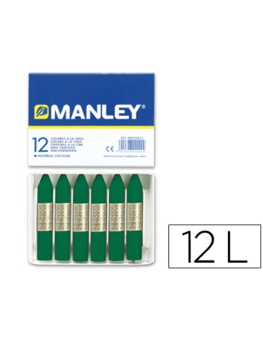 Lapices cera manley unicolor verde esmeralda n24 caja de 12 unidades