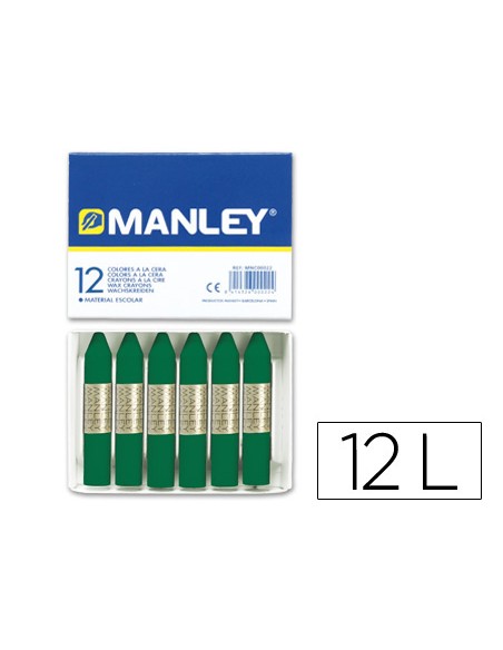 Lapices cera manley unicolor verde esmeralda n24 caja de 12 unidades