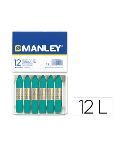 Lapices cera manley unicolor verde turquesa n23 caja de 12unidades