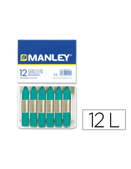 Lapices cera manley unicolor verde turquesa n23 caja de 12unidades