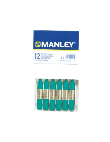 Lapices cera manley unicolor verde turquesa n23 caja de 12unidades