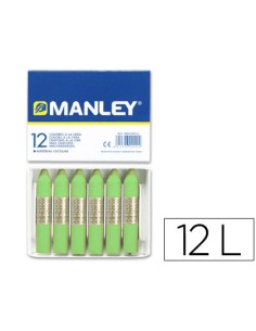 Lapices cera manley unicolor verde amarillento n22 caja de12 unidades