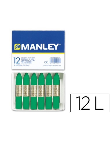 Lapices cera manley unicolor verde natural n21 caja de 12 unidades