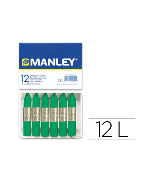 Lapices cera manley unicolor verde natural n21 caja de 12 unidades