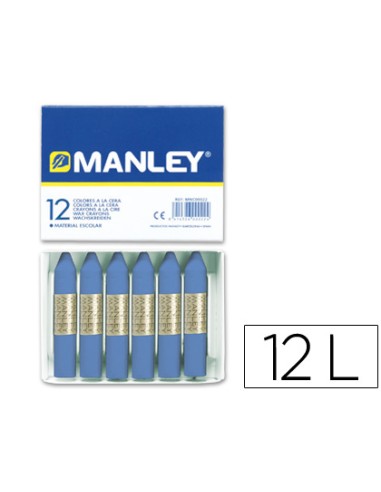 Lapices cera manley unicolor azul ultramar n18 caja de 12 unidades