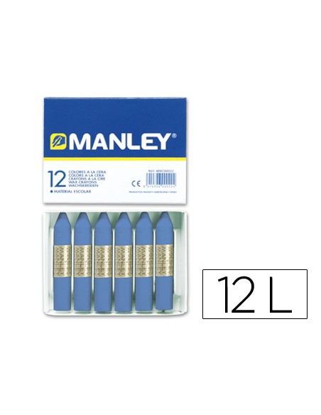 Lapices cera manley unicolor azul ultramar n18 caja de 12 unidades