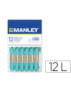 Lapices cera manley unicolor azul turquesa n16 caja de 12 unidades