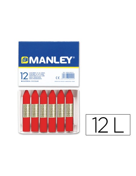 Lapices cera manley unicolor rojo escarlata n9 caja de 12 unidades