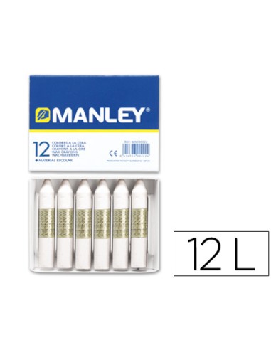 Lapices cera manley unicolor blanco n1 caja de 12 unidades