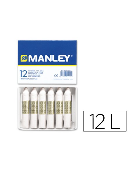 Lapices cera manley unicolor blanco n1 caja de 12 unidades