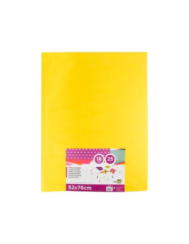 Papel seda liderpapel amarillo 52x76 cm 18 gr paquete de 25 hojas