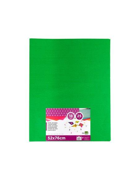 Papel seda liderpapel verde medio 52x76 cm 18 gr paquete de 25 hojas