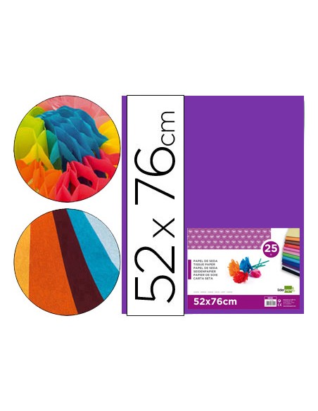 Papel seda liderpapel violeta 52x76 cm 18 gr paquete de 25 hojas