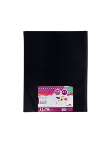 Papel seda liderpapel negro 52x76 cm 18 gr paquete de 25 hojas