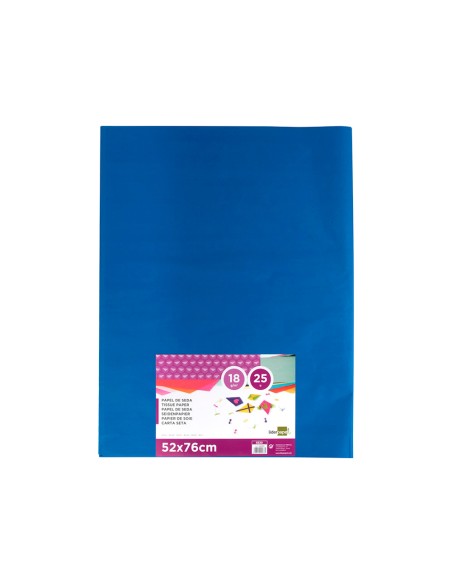 Papel seda liderpapel azul 52x76 cm 18 gr paquete de 25 hojas