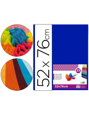 Papel seda liderpapel azul 52x76 cm 18 gr paquete de 25 hojas