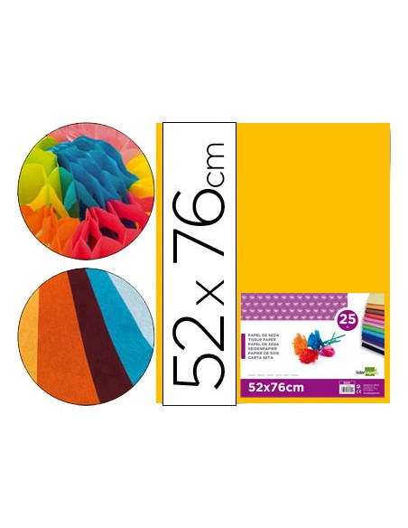 Papel seda liderpapel naranja 52x76 cm 18 gr paquete de 25 hojas