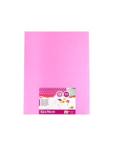 Papel seda liderpapel rosa 52x76 cm 18 gr paquete de 25 hojas