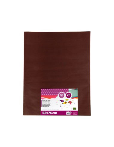 Papel seda liderpapel marron 52x76 cm 18 gr paquete de 25 hojas