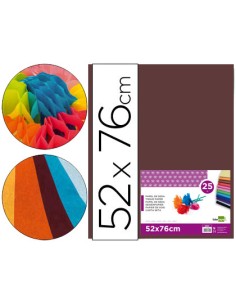Papel seda liderpapel marron 52x76 cm 18 gr paquete de 25 hojas