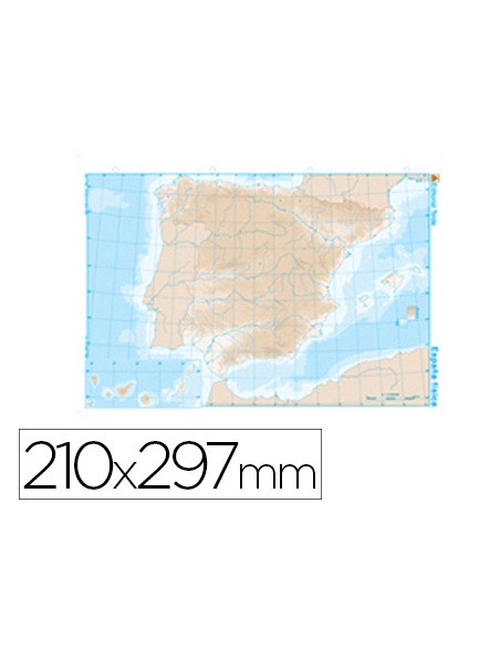 Mapa mudo b n din a4 espana fisico